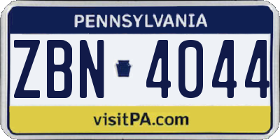 PA license plate ZBN4044