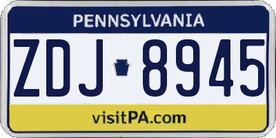 PA license plate ZDJ8945