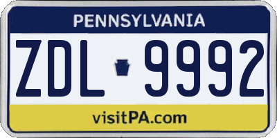 PA license plate ZDL9992