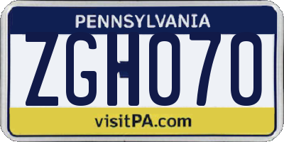 PA license plate ZGH070