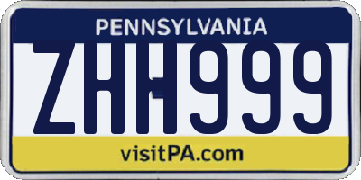 PA license plate ZHH999