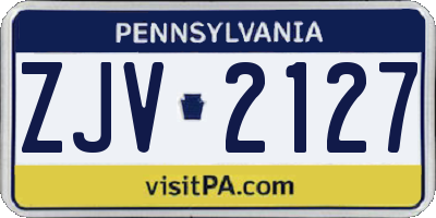 PA license plate ZJV2127