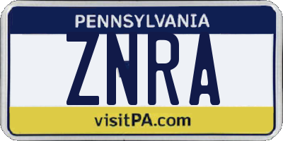 PA license plate ZNRA