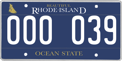 RI license plate 000039