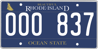 RI license plate 000837