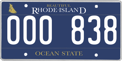 RI license plate 000838