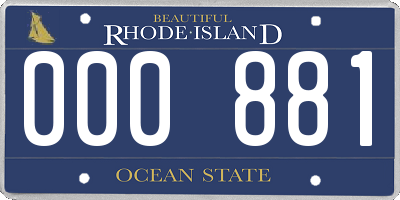 RI license plate 000881