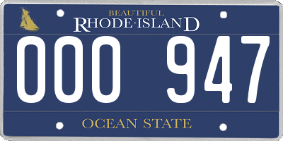 RI license plate 000947