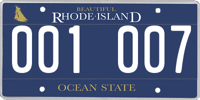 RI license plate 001007
