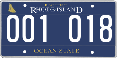 RI license plate 001018