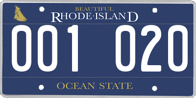 RI license plate 001020