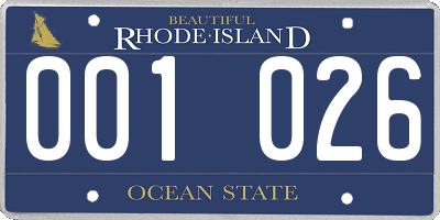 RI license plate 001026