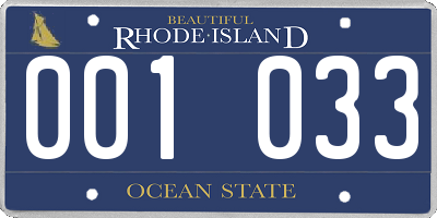 RI license plate 001033