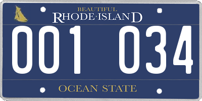 RI license plate 001034