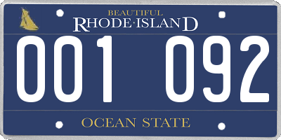 RI license plate 001092