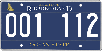 RI license plate 001112