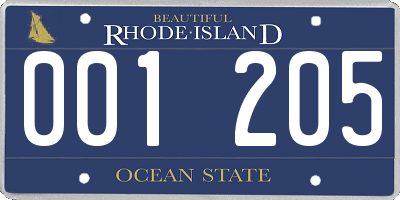 RI license plate 001205