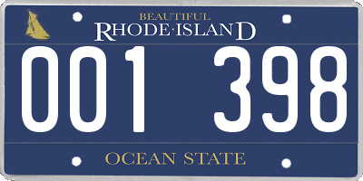 RI license plate 001398