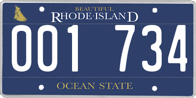 RI license plate 001734