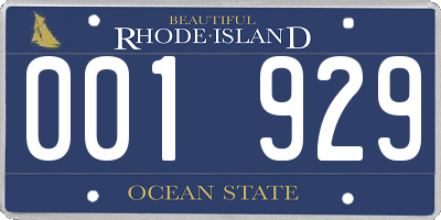 RI license plate 001929