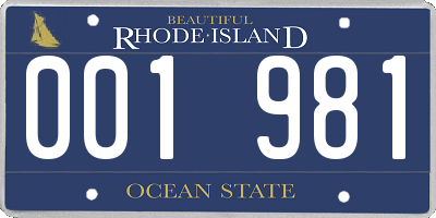 RI license plate 001981