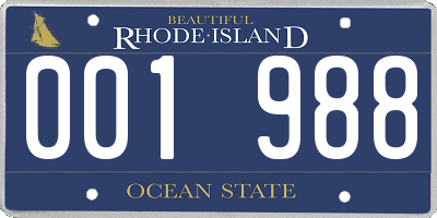 RI license plate 001988