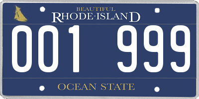 RI license plate 001999