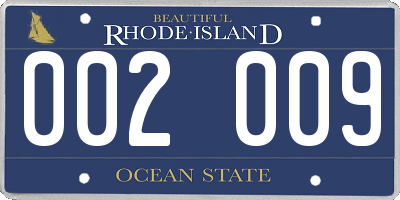 RI license plate 002009