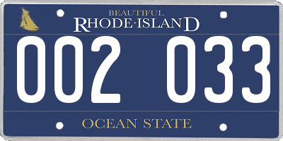RI license plate 002033