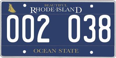 RI license plate 002038