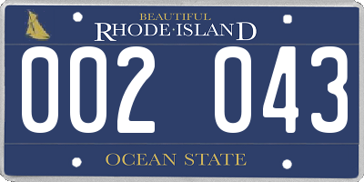 RI license plate 002043