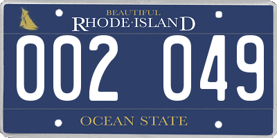 RI license plate 002049