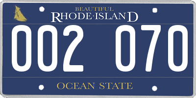 RI license plate 002070