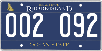 RI license plate 002092