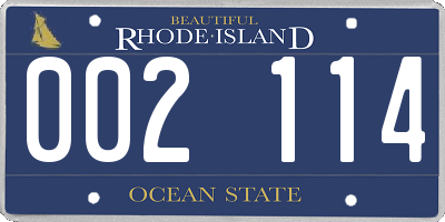 RI license plate 002114
