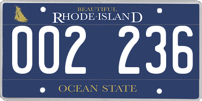 RI license plate 002236