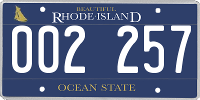 RI license plate 002257