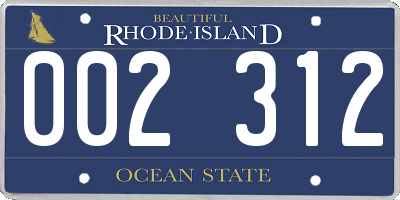 RI license plate 002312