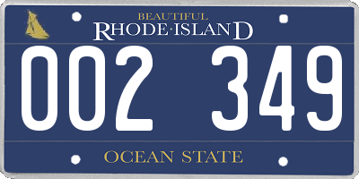 RI license plate 002349