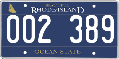 RI license plate 002389