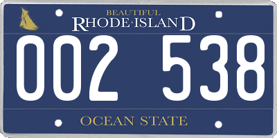 RI license plate 002538