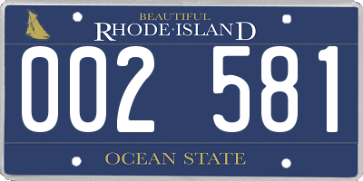 RI license plate 002581
