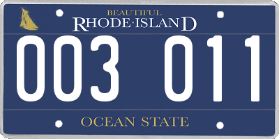 RI license plate 003011