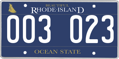 RI license plate 003023