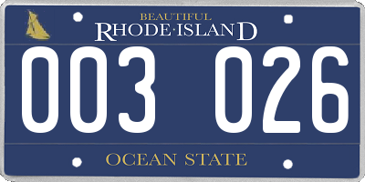 RI license plate 003026