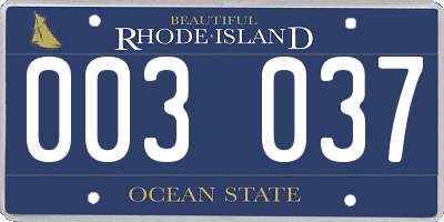 RI license plate 003037