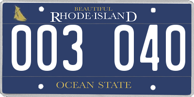 RI license plate 003040