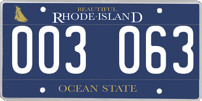 RI license plate 003063