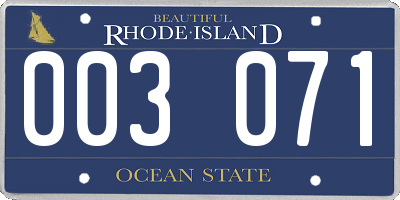 RI license plate 003071