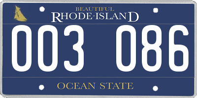 RI license plate 003086